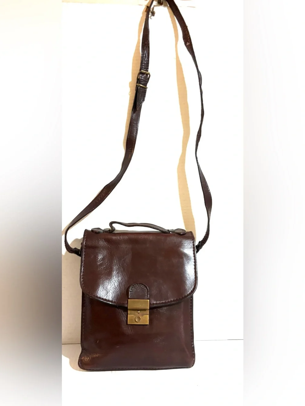 Vintage unisex Classic Brown Leather Men’s Crossbody everyday Bag